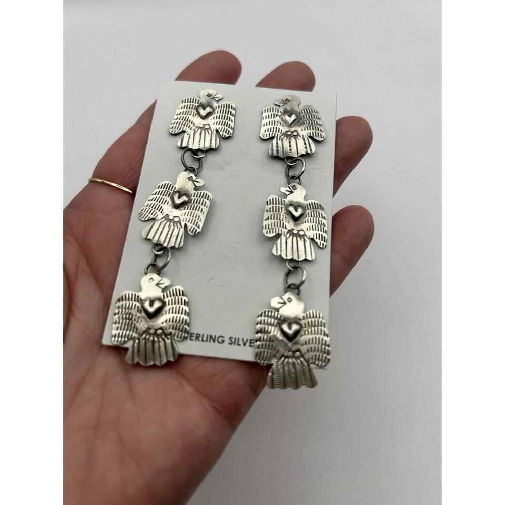 Native Made Sterling Silver Lightweight Thunderbird Earrings!